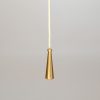 solid brass cord pull handle with conical shape shown on white cord.