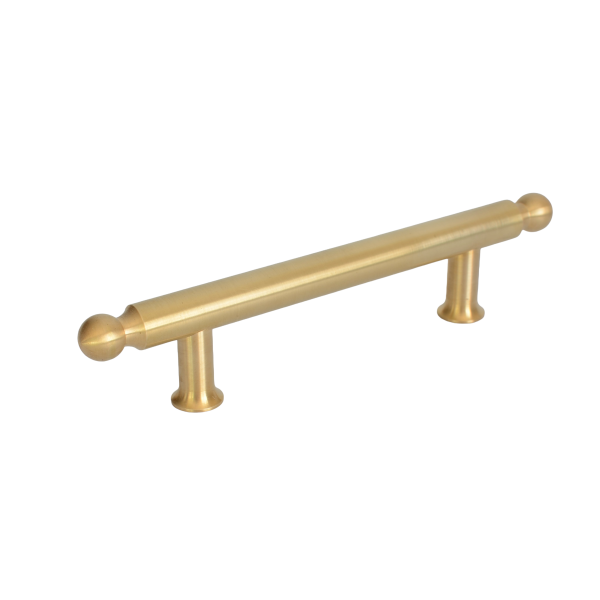solid-brass-cupboard-handle-ball solid brass cupboard handle with a ball shaped detail at each end.