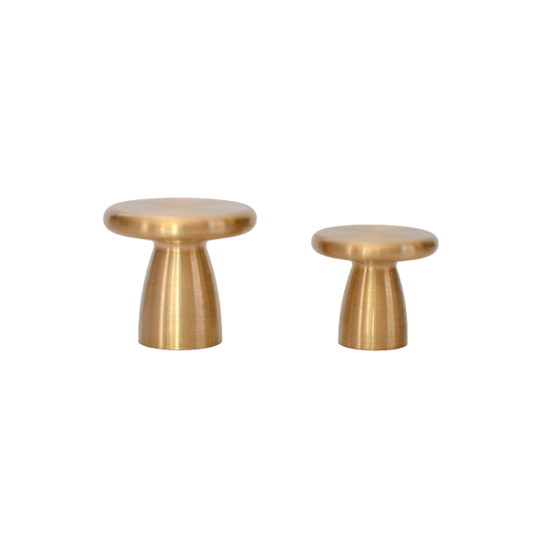solid-brass-cupboard-knob-mushroom solid brass cupboard knob with a mushroom shape.