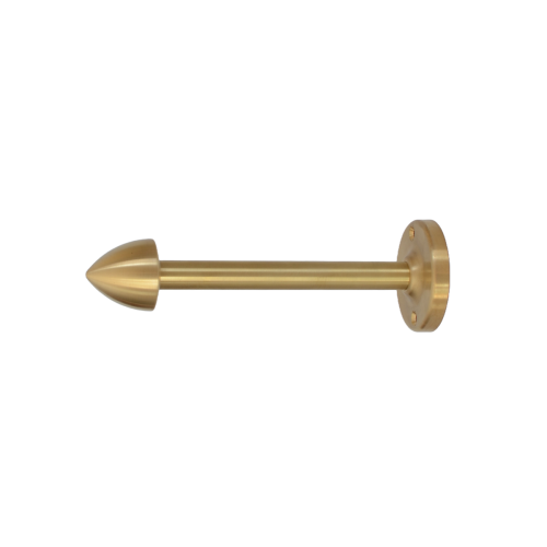 solid brass curtain holdback with pointed end.