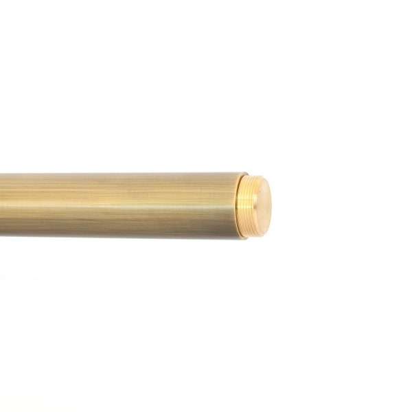 solid brass curtain pole with threaded joiner. Antique finish.