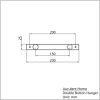 solid brass double wall hanger hook drawing showing dimensions