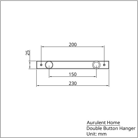 solid brass double wall hanger hook drawing showing dimensions
