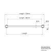 solid brass towel rail drawing with dimensions